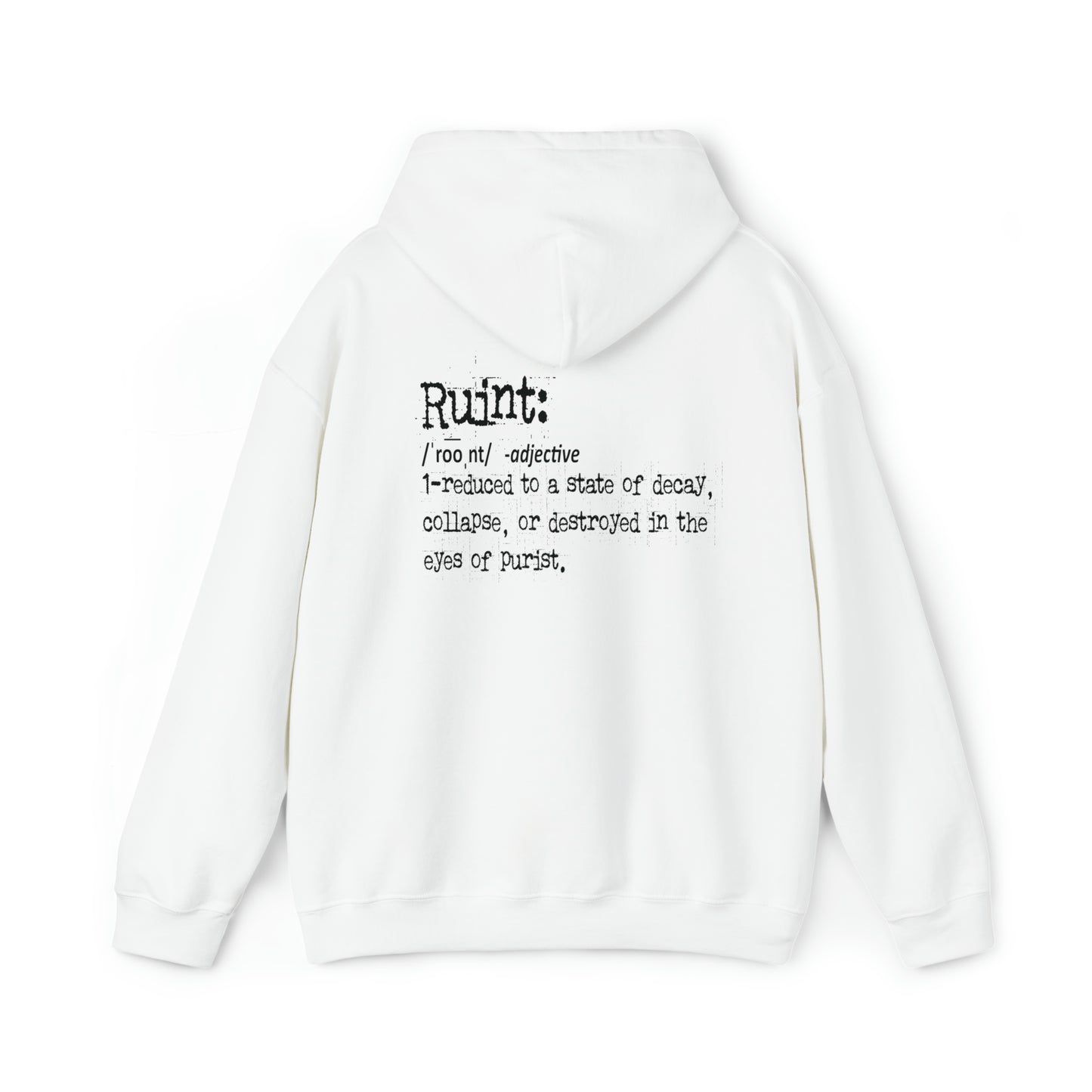 "supremely"  Ruint Hoodie (white unisex)