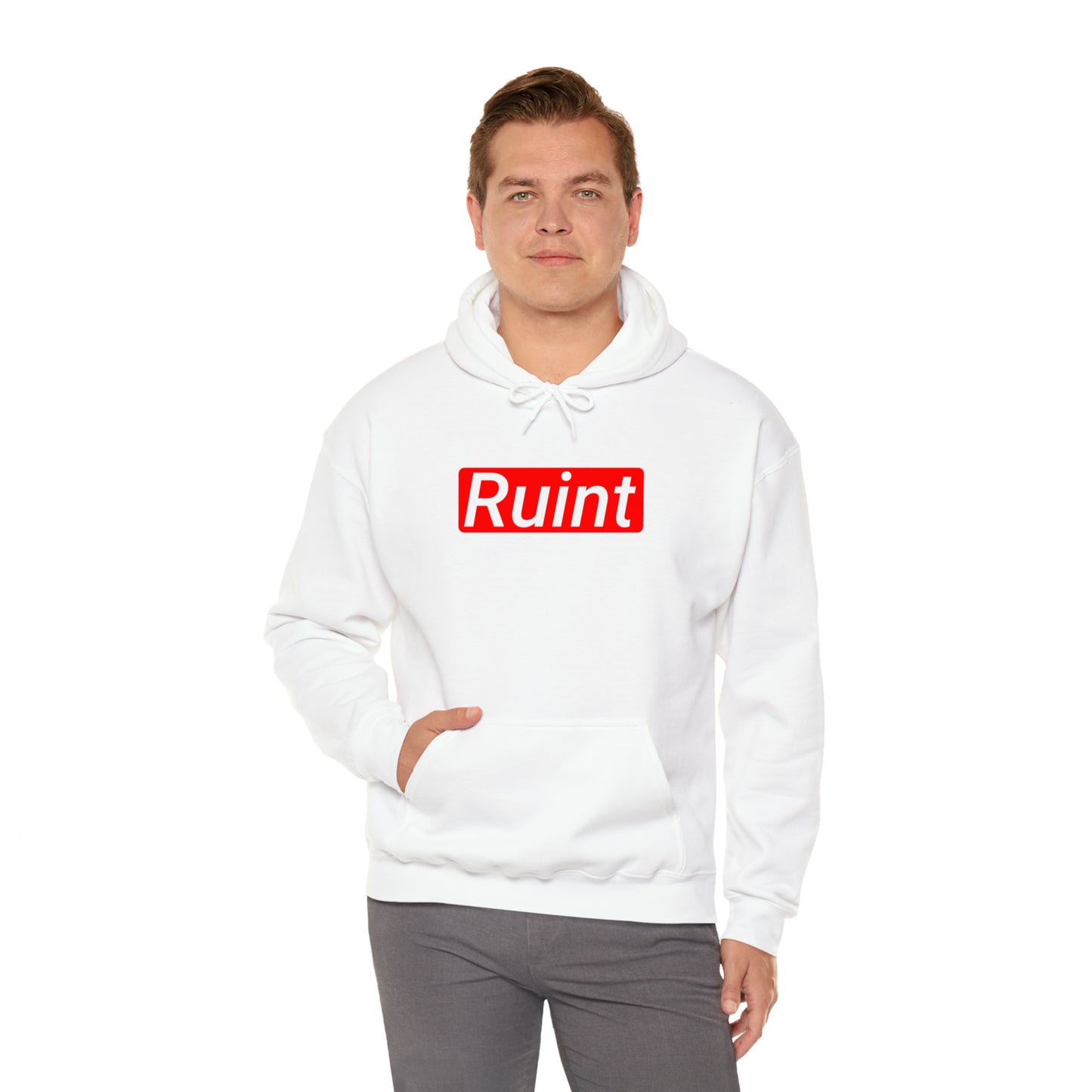 "supremely"  Ruint Hoodie (white unisex)