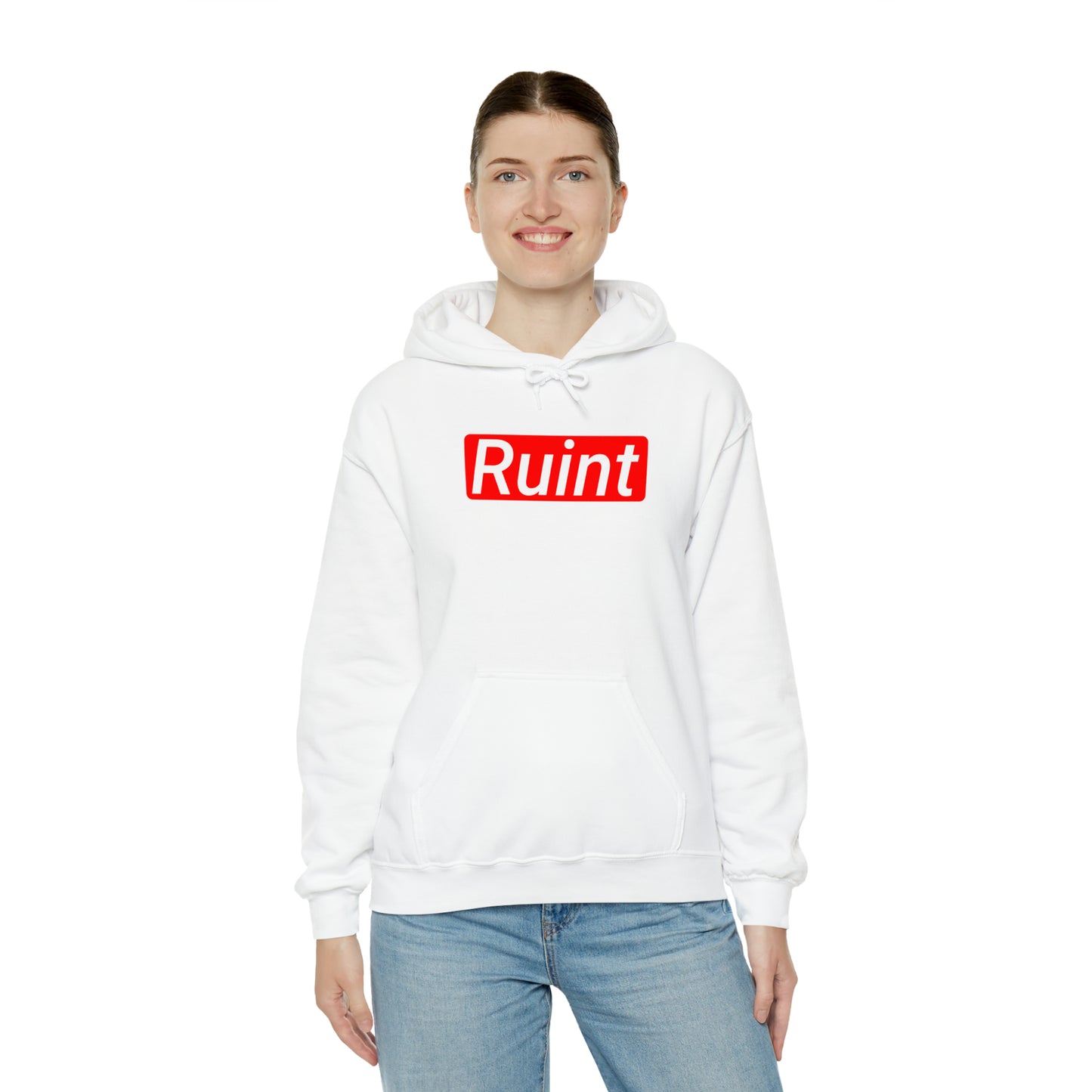 "supremely"  Ruint Hoodie (white unisex)